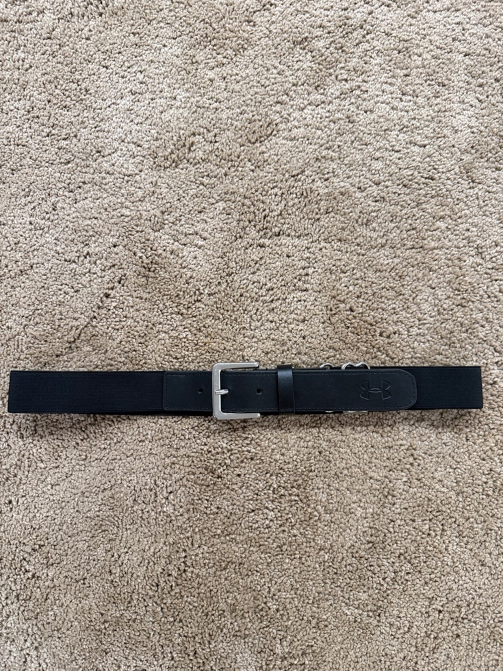 Under Armour Black Men's Casual Leather Belt with Silver Buckle